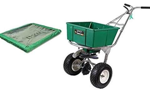 Lesco High Wheel Walk-Behind Fertilizer Spreader with Hopper Cover Bundle