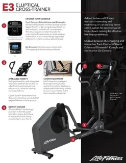 Life Fitness E3 Cross Trainer Elliptical Exercise Machine with Go Console Titanium