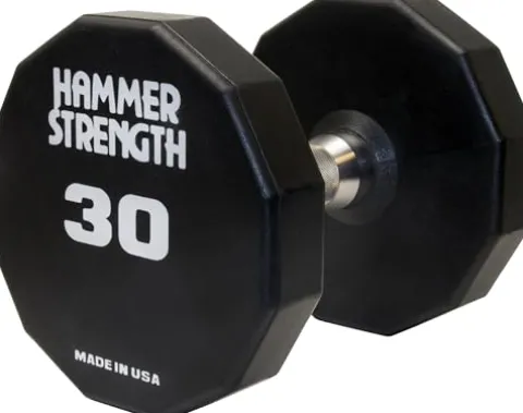 Life Fitness Hammer Strength 12 Sided Urethane Dumbbell 30Lb Black