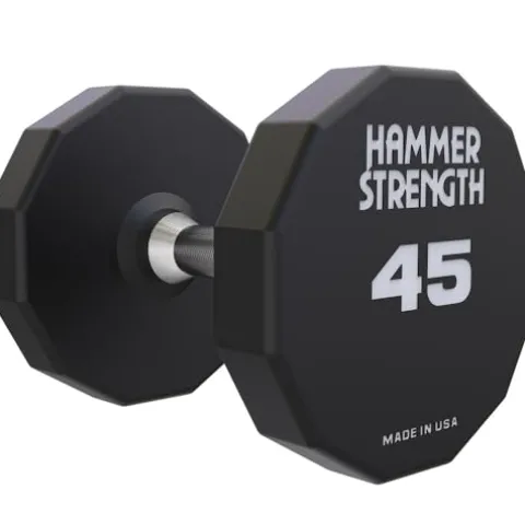 Life Fitness Hammer Strength 12 Sided Urethane Dumbbell 45lb Black