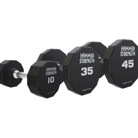 Life Fitness Hammer Strength 12 Sided Urethane Dumbbell 45lb Black