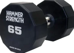 Life Fitness Hammer Strength 12-Sided Urethane Dumbbell 65Lb Black