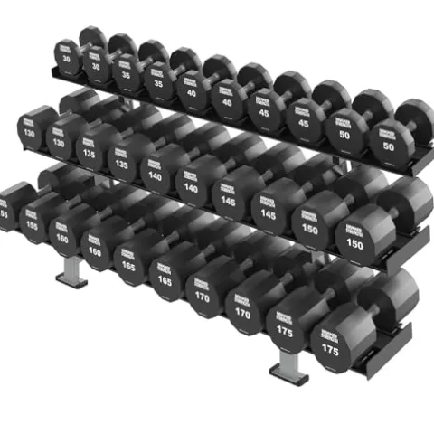 Life Fitness Hammer Strength 12-Sided Urethane Dumbbell 95Lb Black