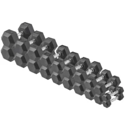 Lifeline HEX Rubber Dumbbell Set Black/Chrome