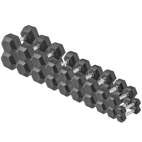 Lifeline HEX Rubber Dumbbell Set Black/Chrome