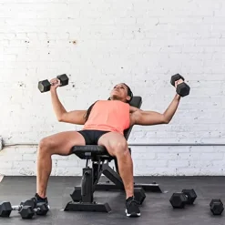 Lifeline Hex Rubber Dumbbell Fitness Training Weight Set Black/Chrome