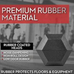 Lifeline Hex Rubber Dumbbell Fitness Training Weight Set Black/Chrome