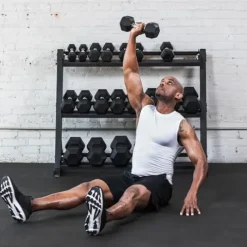 Lifeline Hex Rubber Dumbbell Fitness Training Weight Set 380lb Black/Chrome