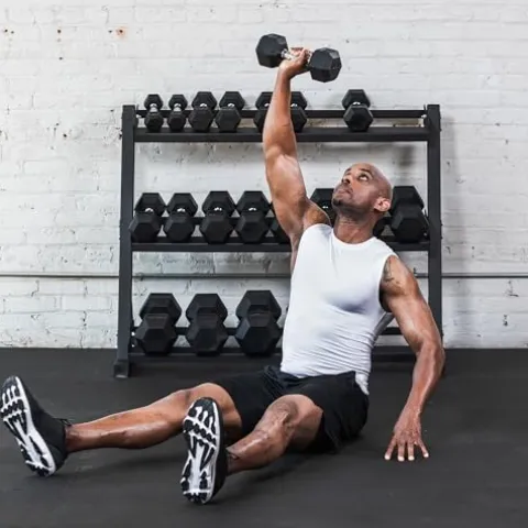 Lifeline Hex Rubber Dumbbell Fitness Training Weight Set 380lb Black/Chrome