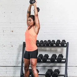 Lifeline Hex Rubber Dumbbell Set with Weight Rack Black