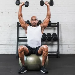 Lifeline Hex Rubber Dumbbell Set with Weight Rack Black