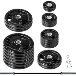 Lifeline Olympic Weight Plate Set with Bar and Collars Black