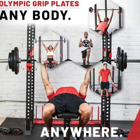 Lifeline Olympic Weight Set 355 lb Rubber Coated Plates Black