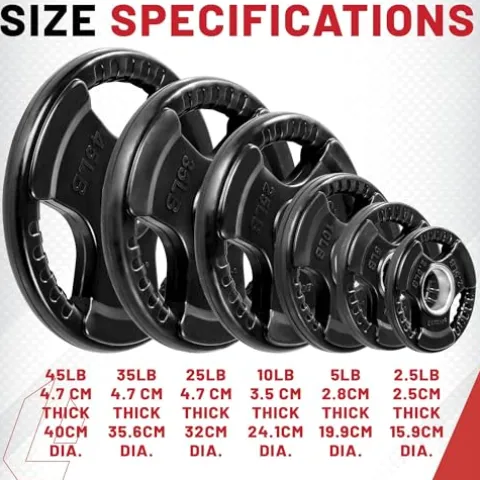 Lifeline Olympic Weight Set 355 lb Rubber Coated Plates Black