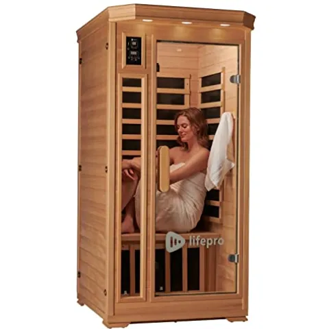 LifePro 1 Person Far Infrared Home Sauna Brown