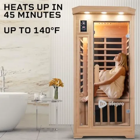 LifePro 1 Person Far Infrared Home Sauna Brown