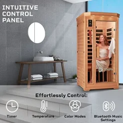 LifePro 1 Person Far Infrared Home Sauna Brown