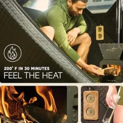 LifePro Outdoor Sauna Tent with Wood Stove Black