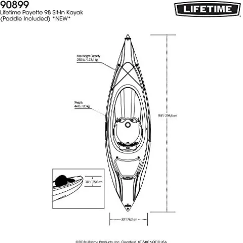 Lifetime 90899 Payette 98 Sit-in Kayak Orange