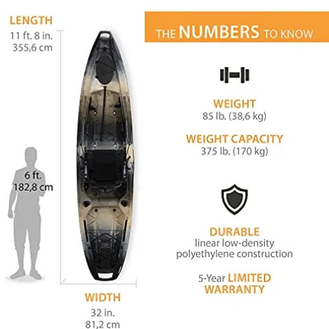 Lifetime 90958 Stealth Pro Angler 118 Fishing Kayak Timberline Camo