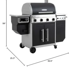 Lifetime Gas Grill and Wood Pellet Smoker Combo with WiFi and Bluetooth Control Black & Silver
