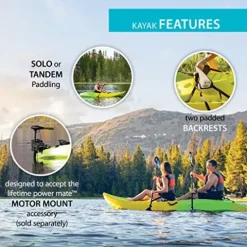 Lifetime Manta 100 Tandem Kayak with Paddles Yellow/Lime 10-Foot