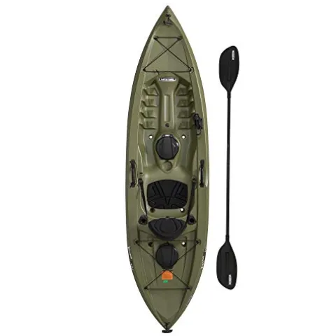 Lifetime Tamarack Angler 100 Fishing Kayak with Paddles Olive Green