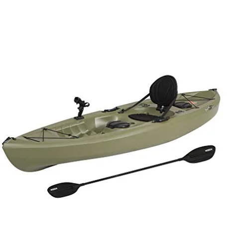 Lifetime Tamarack Angler 100 Fishing Kayak with Paddles Olive Green