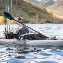 Lifetime Yukon Angler Sit-On-Top Fishing Kayak with Triple Rod Holder and Paddle 11′ 6″ Gray