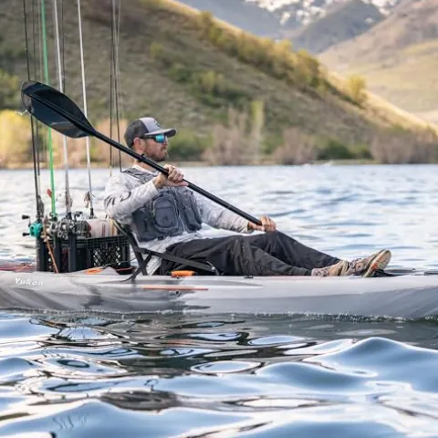 Lifetime Yukon Angler Sit-On-Top Fishing Kayak with Triple Rod Holder and Paddle 11′ 6″ Gray