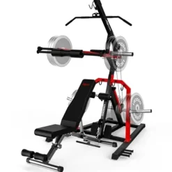 Liksodo Leverage Gym 2500LB Adjustable Full Body Workout Machine Red with Bench