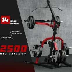 Liksodo Leverage Gym 2500LB Adjustable Full Body Workout Machine Red with Bench