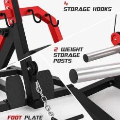 Liksodo Leverage Gym 2500LB Adjustable Full Body Workout Machine Red with Bench