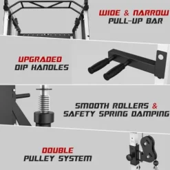 Liksodo Smith Machine 2000LBS Squat Rack with LAT-Pull Down & Cable Crossover White