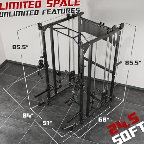 Liksodo Smith Machine Power Cage Rack with Cable System Black