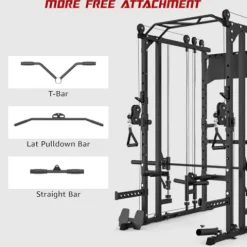Liksodo Smith Machine Power Cage Rack with Cable System Black