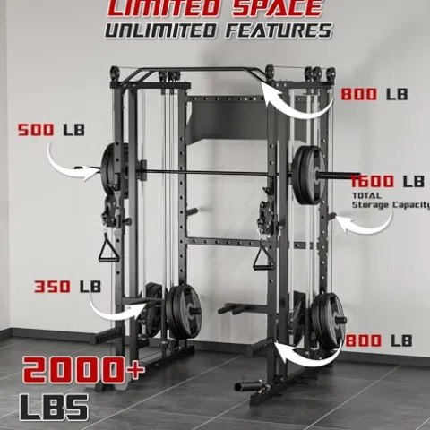 Liksodo Smith Machine Power Cage Rack with Cable System Black