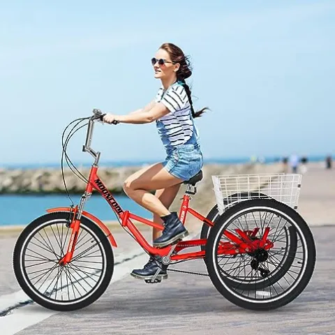 LILYPELLE Adult Folding Tricycle 7 Speed Red