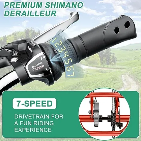 LILYPELLE Adult Folding Tricycle 7 Speed Red