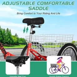 LILYPELLE Adult Folding Tricycle 7 Speed Red