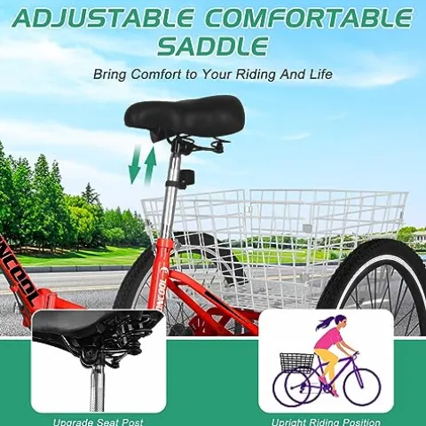 LILYPELLE Adult Folding Tricycle 7 Speed Red