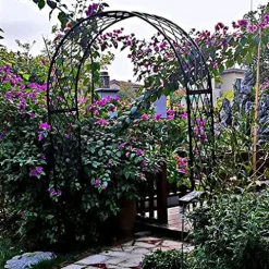 LJHSS Metal Garden Arbor Wedding Arch Trellis Black