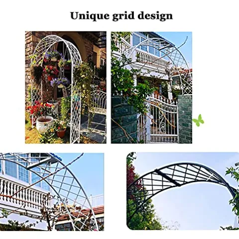 LJHSS Metal Garden Arbor Wedding Arch Trellis Black