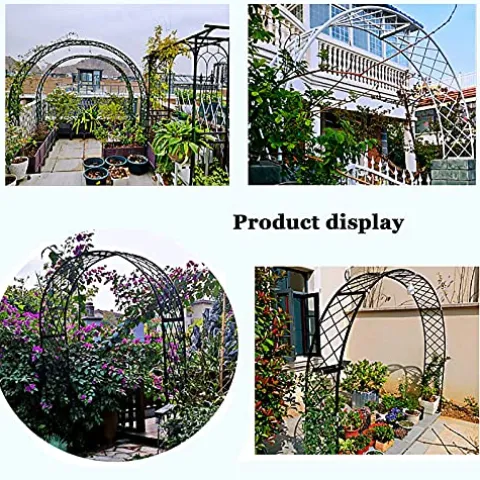 LJHSS Metal Garden Arbor Wedding Arch Trellis Black