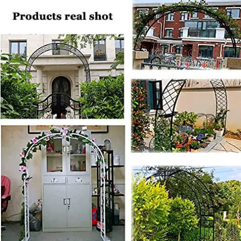 LJHSS Metal Garden Arbor Wedding Arch Trellis Black