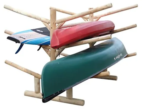 Log Kayak Rack 2 Canoe + 4 Kayak/SUP Rack Unfinished