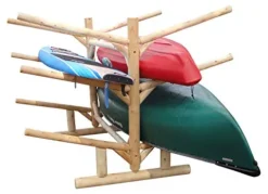 Log Kayak Rack 2 Canoe + 4 Kayak/SUP Rack Natural