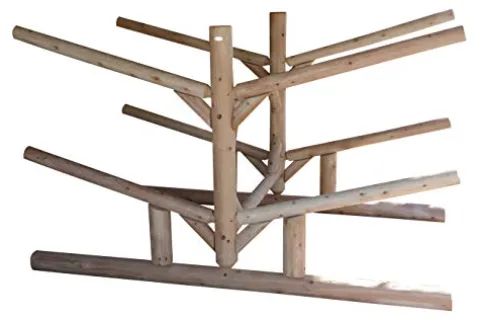 Log Kayak Rack 4 Canoe + 2 Kayak Rack Natural