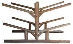 Log Kayak Rack 4 Canoe + 2 Kayak Rack Natural