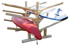 Log Kayak Rack 2 Canoe + 2 Kayak + 2 SUPS Rack Unfinished